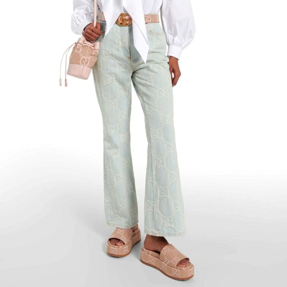 NEW GUCCI Macro GG Beige Monogram Canvas Platform Sandals Size EU 40.5 US 10.5 - Picture 11 of 12